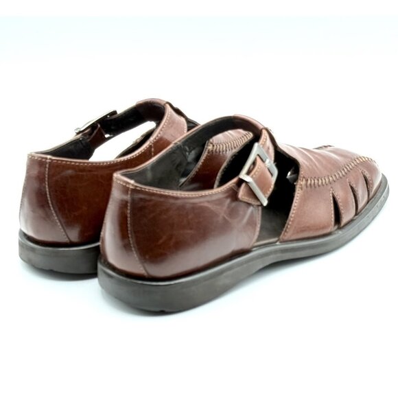 Bachrach Men\'s Brown Leather Fisherman Sandals Size 8.5 Made in Italy Pre Owned main image 6